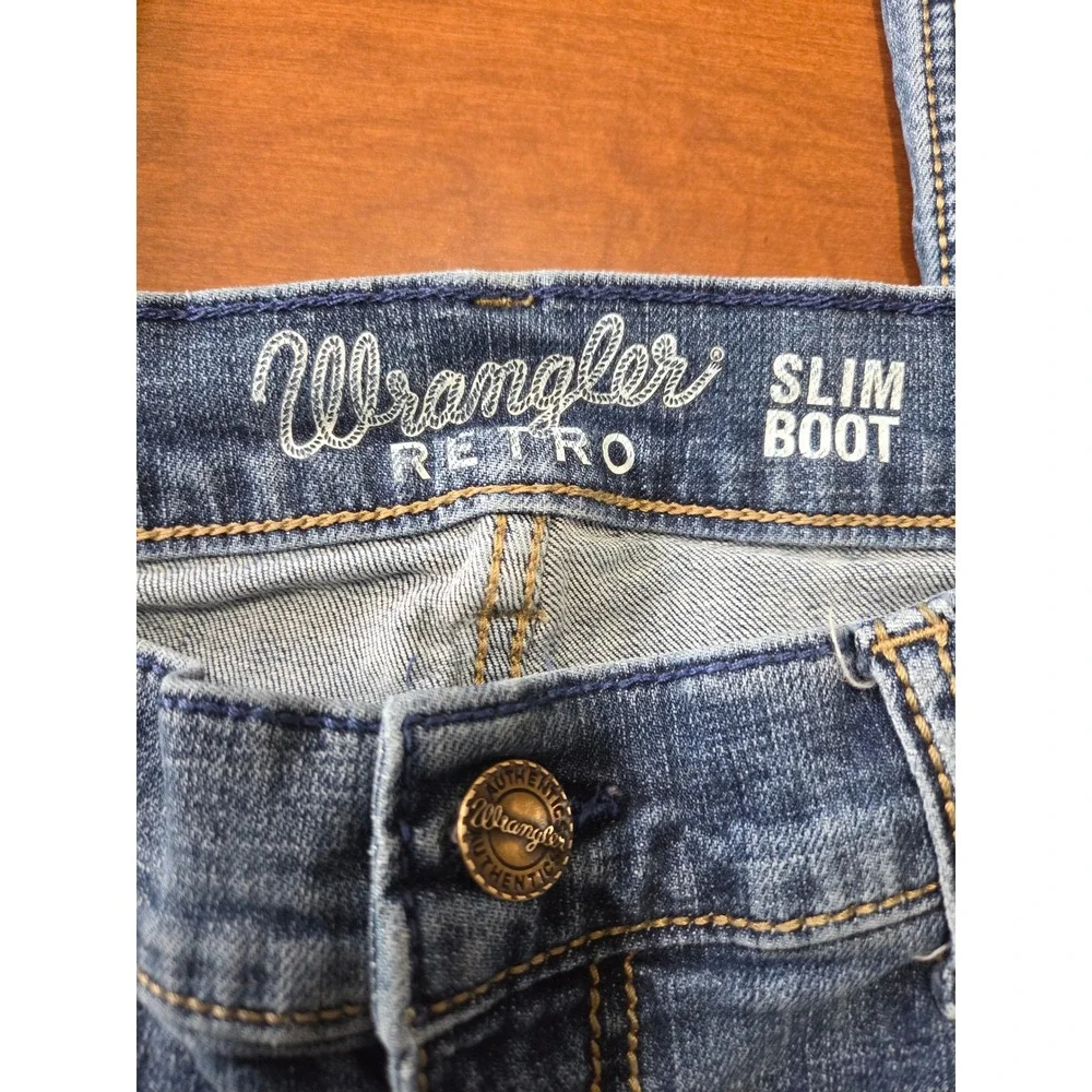 Wrangler Retro Slim Boot Mens Jeans Medium Wash Denim W30 L29 Western 77MWZLY